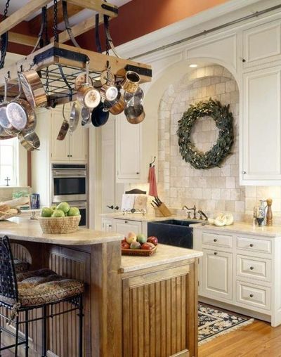 French Country kitchen, stone farmhouse sink...